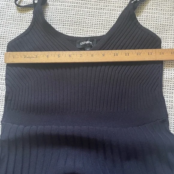 NWOT Express black ribbed skater knit dress - Picture 2 of 5